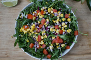 Mexican salad with prawns