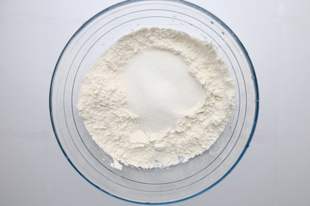 flour and sugar in a bowl