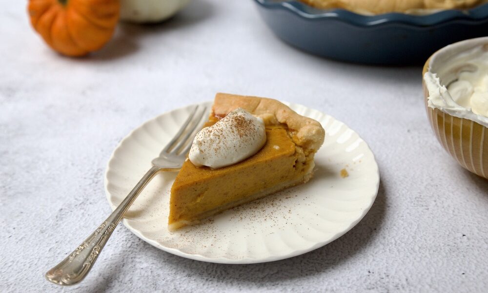 spiced pumpkin pie with cream