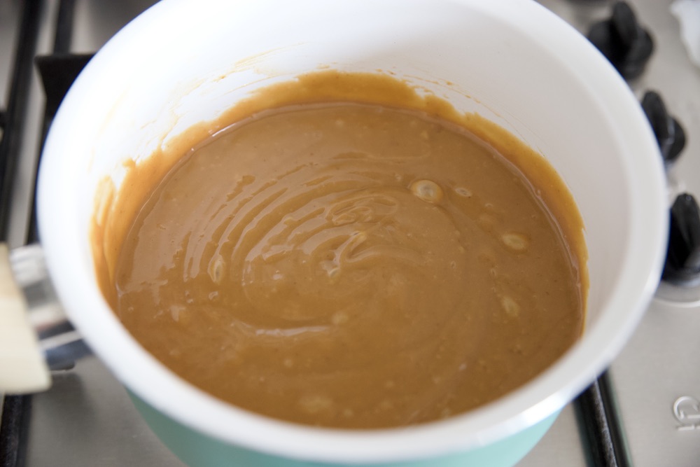 caramel sauce in a saucepan