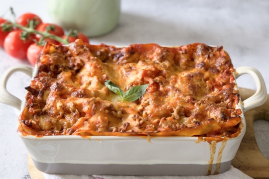 tray of gluten-free lasagna