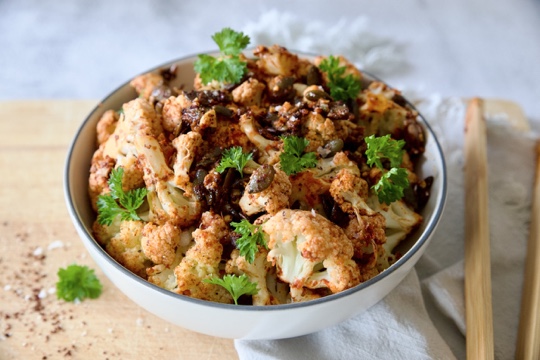 Bang Bang cauliflower garnished with herbs