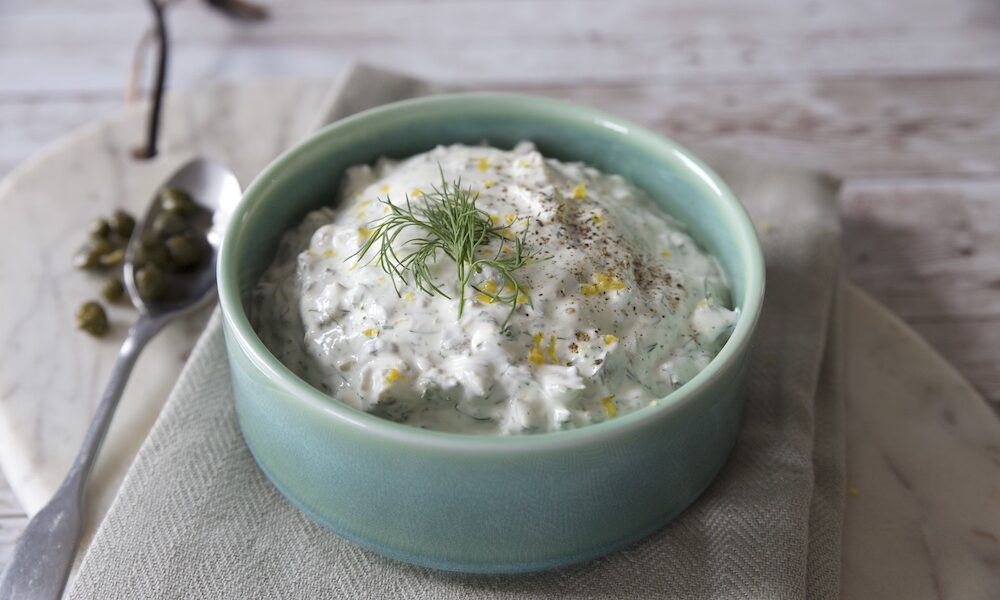 tartare sauce with capers on the side