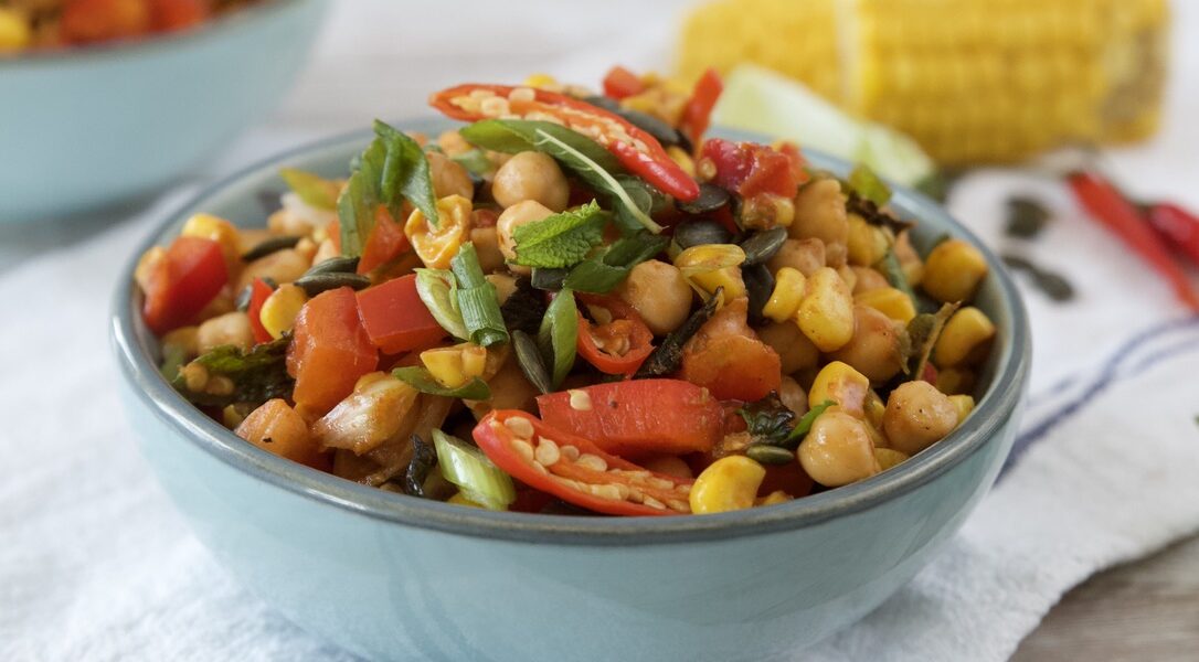 Spicy Chickpea and Sweetcorn Salad